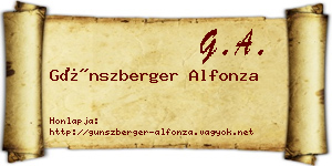 Günszberger Alfonza névjegykártya